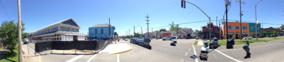 Panorama of the intersection of St. Roch and St. Claude; St. Roch Market under construction... hopefully done soon.